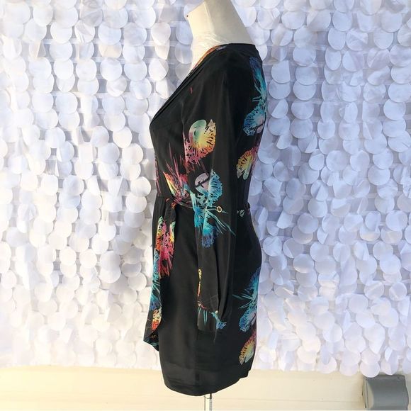 Vintage Yumi Kim 100% Silk Black floral print Mini dress, Small Party Cocktail - Picture 5 of 12
